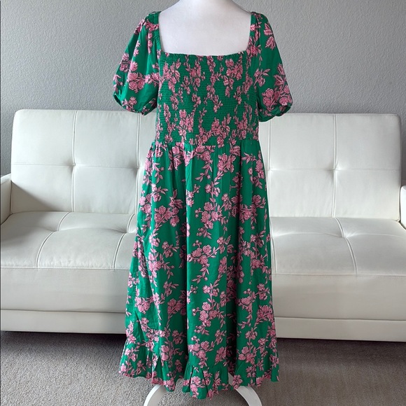 J. Crew Dresses & Skirts - NEW J. Crew Green and Pink Floral Long Dress with Pockets